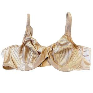 Warners Simple Luxuries 38C Underwire Bra Beige Leaf Pattern